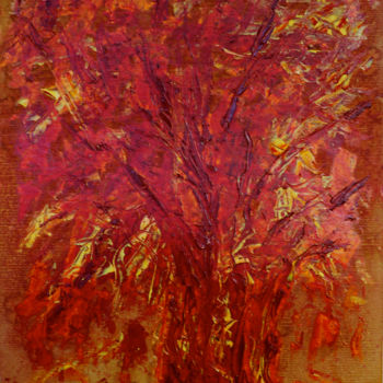 Pintura intitulada "ARBRE A SOUHAITS" por Jeannette Allary, Obras de arte originais, Óleo