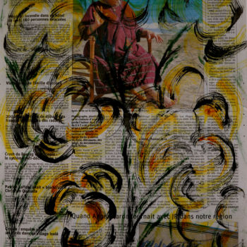 Malerei mit dem Titel "Agnès VARDA ...EN H…" von Jeannette Allary, Original-Kunstwerk, Tinte