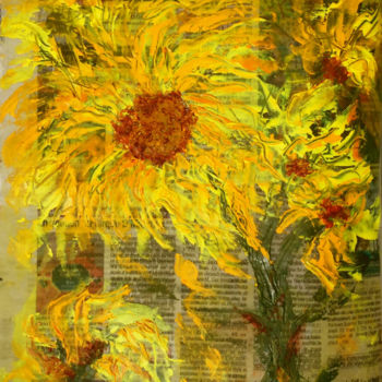 Peinture intitulée "ARBRE SOLEIL" par Jeannette Allary, Œuvre d'art originale, Huile