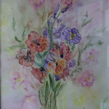Painting titled "BOUQUET PRINTANIER" by Jeannette Allary, Original Artwork, Watercolor