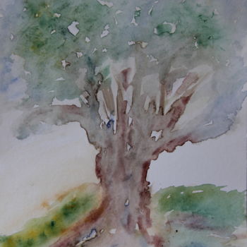 Pintura titulada "ESSAI ARBRE" por Jeannette Allary, Obra de arte original, Acuarela