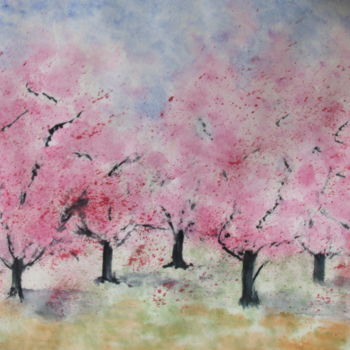 Painting titled "PRINTEMPS" by Jeannette Allary, Original Artwork, Watercolor