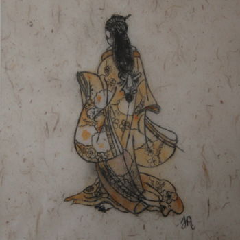 Painting titled "GEISHA" by Jeannette Allary, Original Artwork, Ink