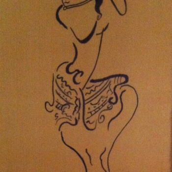 Painting titled "DANSEUSE" by Jeannette Allary, Original Artwork, Ink