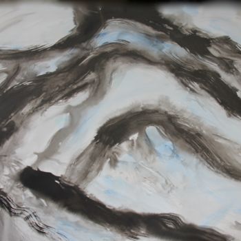 Painting titled "MONTAGNES et  CIEL" by Jeannette Allary, Original Artwork, Ink