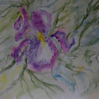 Painting titled "IRIS" by Jeannette Allary, Original Artwork, Watercolor