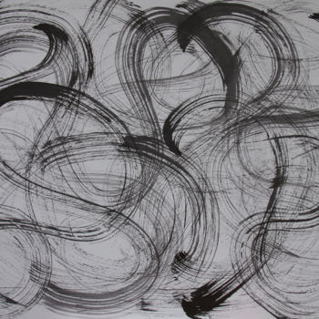 Painting titled "MOINEAU : loopings…" by Jeannette Allary, Original Artwork, Ink