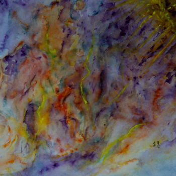 Painting titled "QUAND le CIEL se DE…" by Jeannette Allary, Original Artwork, Watercolor