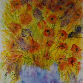 Painting titled "BOUQUET PRINTANIER" by Jeannette Allary, Original Artwork, Watercolor