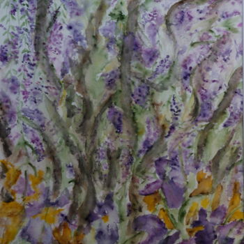 Painting titled "ENTRE GLYCINES et I…" by Jeannette Allary, Original Artwork, Watercolor