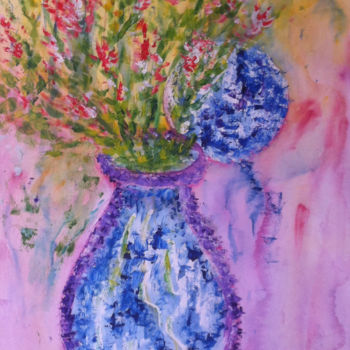 Painting titled "LE VASE" by Jeannette Allary, Original Artwork, Watercolor
