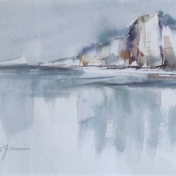 Schilderij getiteld "Normandie falaises…" door Jeannette Giannini, Origineel Kunstwerk, Aquarel