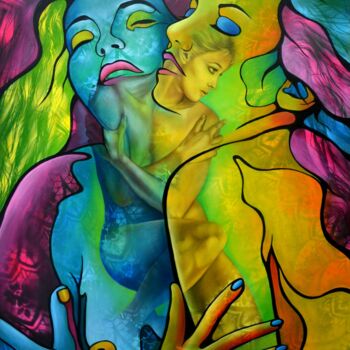 Peinture intitulée "le miroir d'émeraude" par Jeannette Guichard-Bunel, Œuvre d'art originale, Huile Monté sur Châssis en bo…