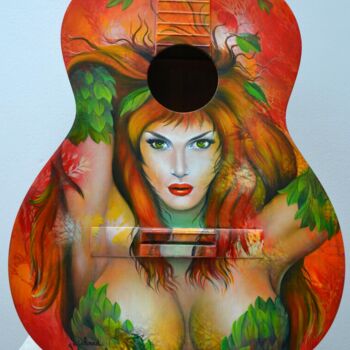 Peinture intitulée "détail guitare "¨Po…" par Jeannette Guichard-Bunel, Œuvre d'art originale, Huile