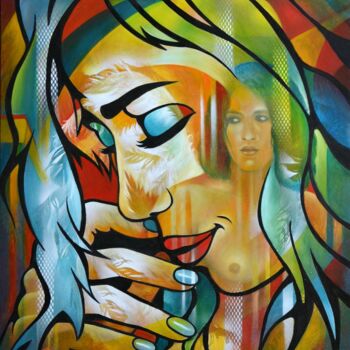 Painting titled "viens mon ange" by Jeannette Guichard-Bunel, Original Artwork, Oil