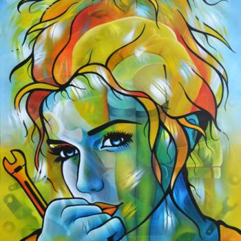 Painting titled "le vent fripon" by Jeannette Guichard-Bunel, Original Artwork, Oil