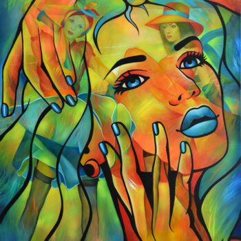 Painting titled "comme des starlette…" by Jeannette Guichard-Bunel, Original Artwork, Oil