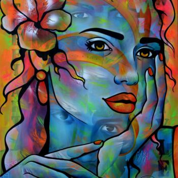 Painting titled "Jolie môme" by Jeannette Guichard-Bunel, Original Artwork, Oil Mounted on Wood Stretcher frame