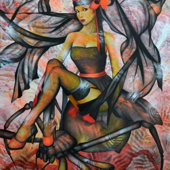 Pintura titulada "la veuve noire" por Jeannette Guichard-Bunel, Obra de arte original, Oleo Montado en Bastidor de camilla d…