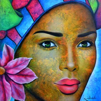 Painting titled "Meera" by Jeannette Guichard-Bunel, Original Artwork, Oil Mounted on Wood Stretcher frame