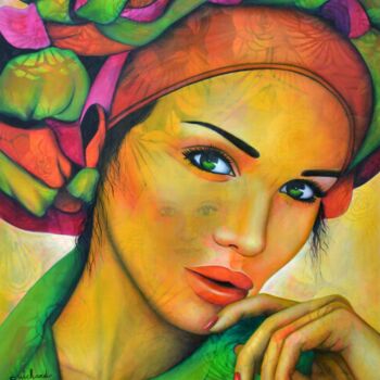 Pintura titulada "Comme un ange gardi…" por Jeannette Guichard-Bunel, Obra de arte original, Oleo Montado en Bastidor de cam…