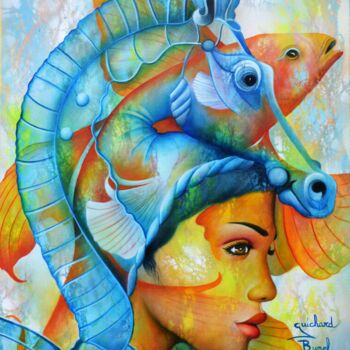 Pintura titulada "Aqua rêve" por Jeannette Guichard-Bunel, Obra de arte original, Oleo Montado en Bastidor de camilla de mad…