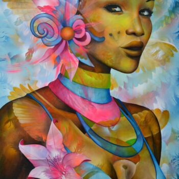 Painting titled "Ifa" by Jeannette Guichard-Bunel, Original Artwork, Oil