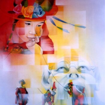 Pittura intitolato "le fil de l'histoire" da Jeannette Guichard-Bunel, Opera d'arte originale, Olio