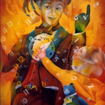 Peinture intitulée "le gardien du temps…" par Jeannette Guichard-Bunel, Œuvre d'art originale, Huile