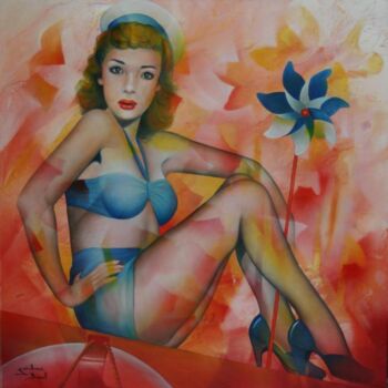 Pittura intitolato "ça dépend du temps…" da Jeannette Guichard-Bunel, Opera d'arte originale, Olio