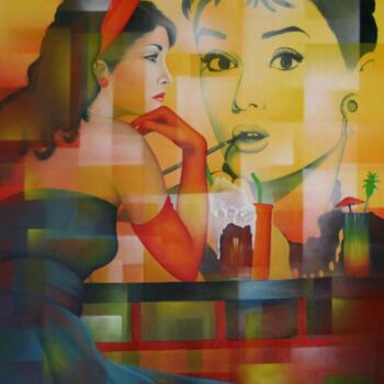 Painting titled "la fille du motel" by Jeannette Guichard-Bunel, Original Artwork, Oil