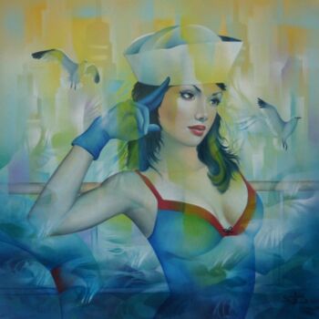 Painting titled "in the navy" by Jeannette Guichard-Bunel, Original Artwork