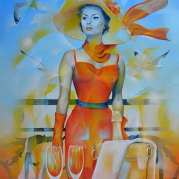 Pintura intitulada "hommage à Sophia Lo…" por Jeannette Guichard-Bunel, Obras de arte originais, Outro