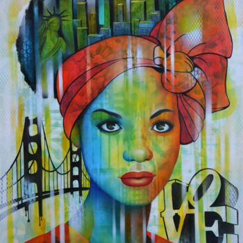 Painting titled "Manhattan" by Jeannette Guichard-Bunel, Original Artwork, Oil