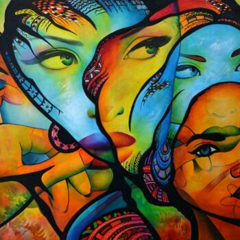 Painting titled "mon autre" by Jeannette Guichard-Bunel, Original Artwork, Oil