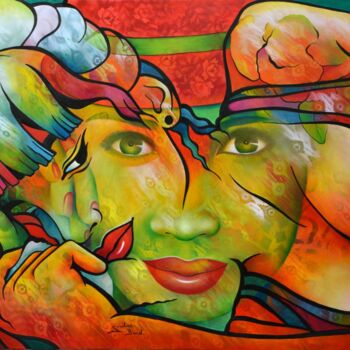 Painting titled "l 'enjôleuse" by Jeannette Guichard-Bunel, Original Artwork, Oil