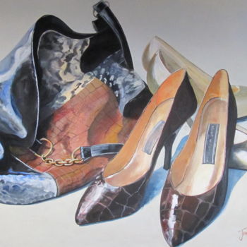 Pintura titulada "Beryl's Shoes" por Jeannette Marlow, Obra de arte original, Acrílico