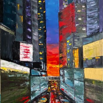 Peinture intitulée "Big city lights" par Janna Kasimova, Œuvre d'art originale, Huile