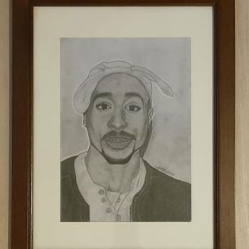 Dibujo titulada "Tupac Shakur" por Jean Faye, Obra de arte original, Lápiz