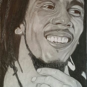 Dessin intitulée "Bob Marley - One Lo…" par Jean Faye, Œuvre d'art originale, Graphite