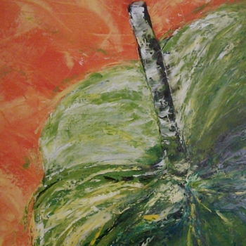 Painting titled "poivron-vert-1.jpg" by Jeannine Morelle Peintures, Original Artwork, Oil