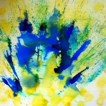 Painting titled "Blue  Explosion" by Jeanpaquet, Original Artwork, Oil
