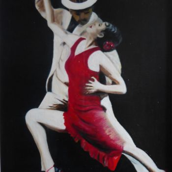 「Le tango en rouge e…」というタイトルの絵画 Françoise Collinによって, オリジナルのアートワーク, オイル