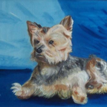 Pintura intitulada "le petit chien Nels…" por Françoise Collin, Obras de arte originais, Óleo