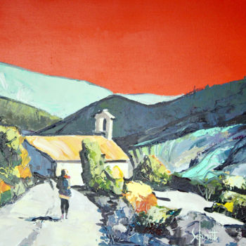 Painting titled "LA CHAPELLE DE VERG…" by Jean-Paul Schmitt, Original Artwork, Acrylic