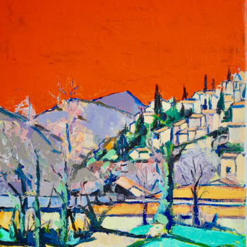 Painting titled "MONTBRUN I" by Jean-Paul Schmitt, Original Artwork, Acrylic Mounted on Wood Stretcher frame