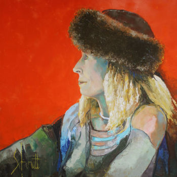 Pintura intitulada "ANNE À LA TOQUE" por Jean-Paul Schmitt, Obras de arte originais, Óleo