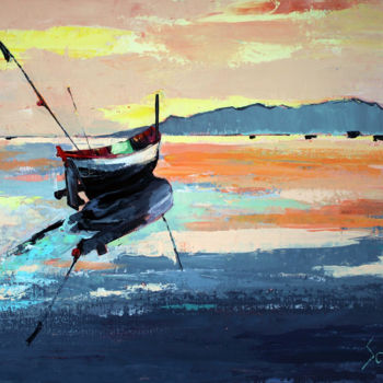 Pintura titulada "RÉGATES 6 (Barque é…" por Jean-Paul Schmitt, Obra de arte original, Acrílico Montado en Bastidor de camill…