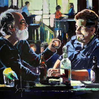 Pintura titulada "CAFÉ XXI (Accoudés…" por Jean-Paul Schmitt, Obra de arte original, Acrílico