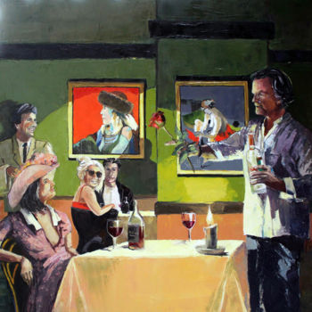 Malerei mit dem Titel "CAFÉ XXXII" von Jean-Paul Schmitt, Original-Kunstwerk, Öl